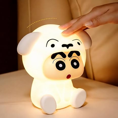 Shinchan Shiro Night Light, Hard Plastic, Switch Glow LED lamp. White Color Light, Designed as a Sleep Companion, Ideal for Children & Home Decor (Small Size)