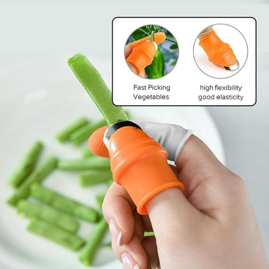 1 Pair V Thumb Cutter with Box Used in All Kinds of Household and Official Kitchen Purposes for Peeling and Cutting of Various Types of Vegetables and Fruits