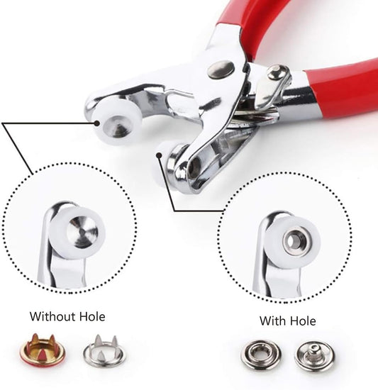 1 x metal eyelets grommet tool, press stud set with pliers, hollow fixed press studs set, with 100 extra eyelets for leather, canvas, fabrics and clothing, shoes, belts, bags, crafts