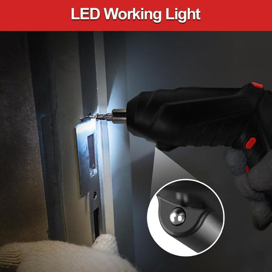 47 in 1 Cordless Electric Screwdriver Set, USB Rechargeable, with Bits and Accessories, Black