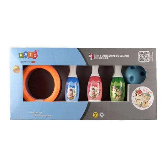 Kats 2 in 1 Unicorn Bowling Ringtoss set