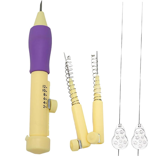 1 Set Punch Needle Set for Beginners - 3 Needle Sizes Threader, Embroidery Pen with Instructions - DIY Craft & Embroidery Tool,Sewing, Knitting, Embroidery Needle Punch (1 Set --- Purple punch needle set for embroidery)