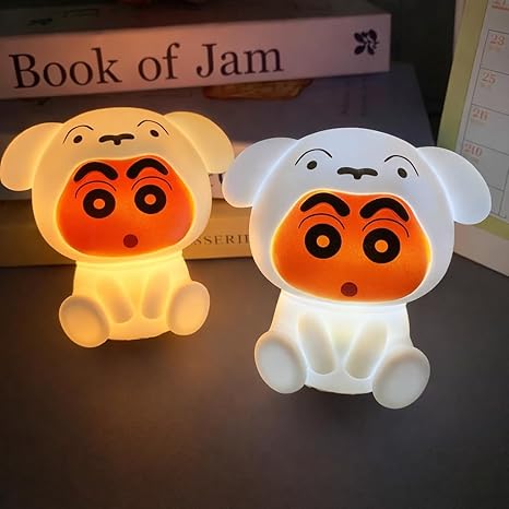 Shinchan Shiro Night Light, Hard Plastic, Switch Glow LED lamp. White Color Light, Designed as a Sleep Companion, Ideal for Children & Home Decor (Small Size)