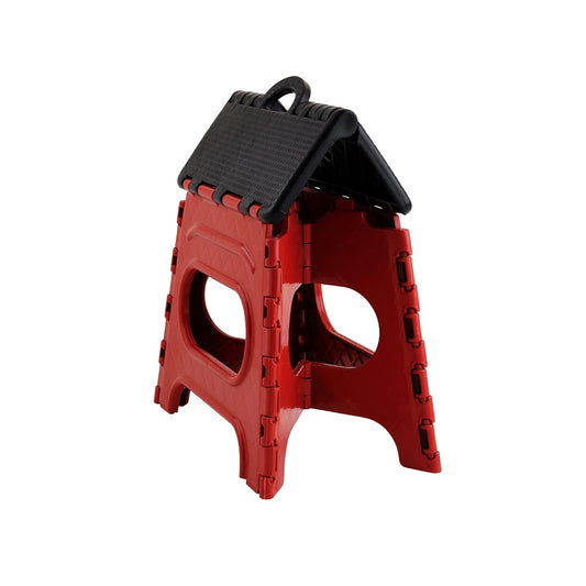 12 Inch Plastic Folding Stool, Non-Slip Stepping Stool, Lightweight Portable Footstool, Folding Stool with Carrying Handle for Kitchen, Bathroom, Garden & Outdoor