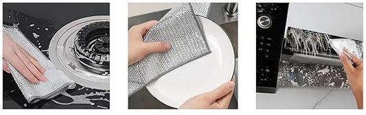 Pack of 10 Multifunctional Non-Scratch Wire Dishcloth, Steel Wire Dish Scrubs, Multipurpose Wire Dishwashing Rags for Wet and Dry Cleaning of Dishes, Sinks, Counters, Stove 20*20