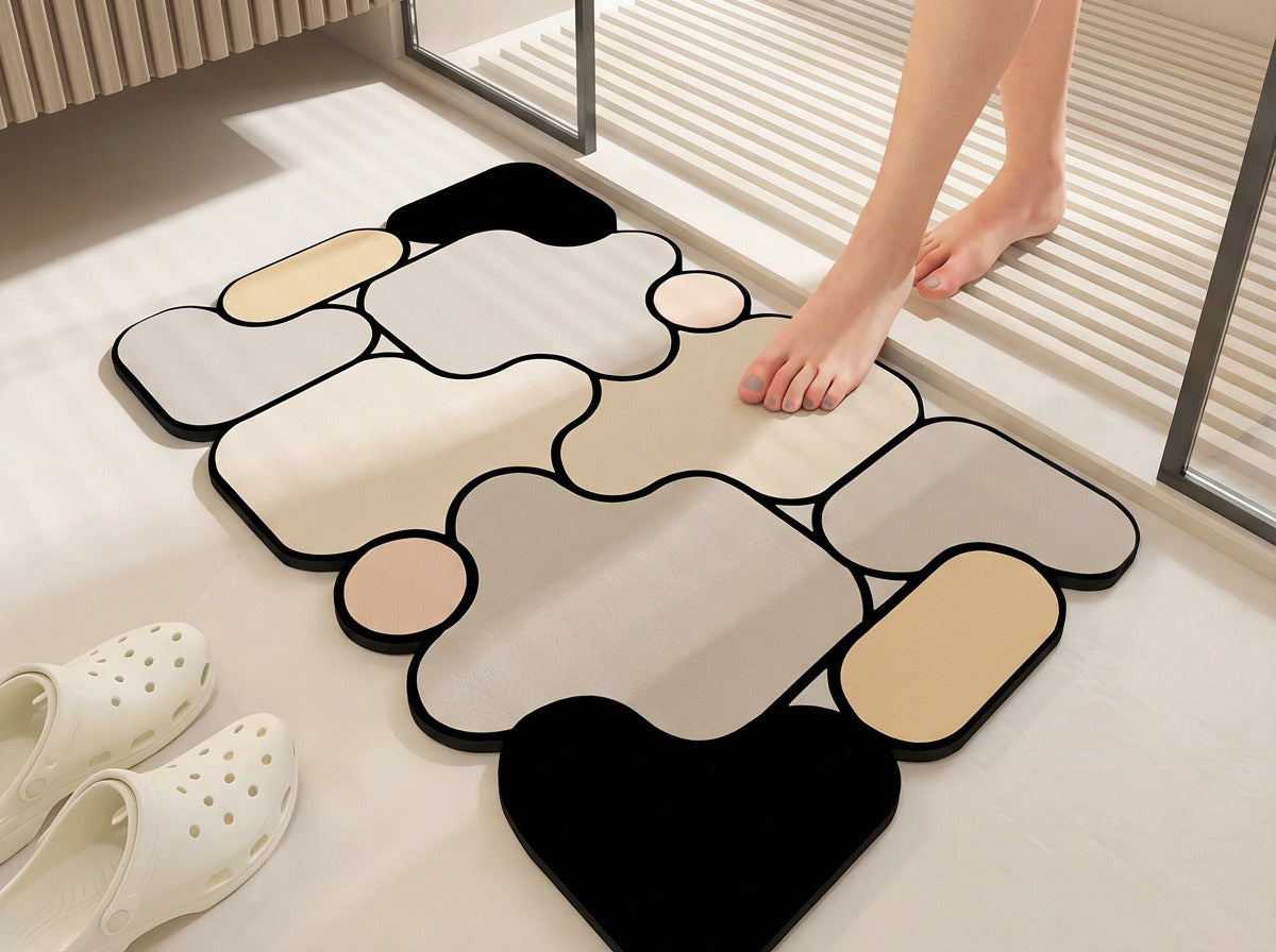 Door Mats for Home Bathroom Bedroom 5D Puzzle Water Absorbing Rubber Floor Mat