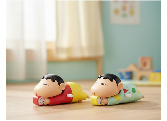 Shinchan Manual Clockwork Toy, 5CM Anime Character, Crawling Push Toy, Children's Birthday Gift Figure, Red and Yellow (Shinchan A)