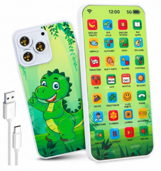 Educational Phone Toy for 2-12 Years Kids Rechargeable 24 Modes Talking Baby Smart Phone Mobile Toy for Boys Girls Christmas Gift Birthday Surprise (Hindi & English Version)