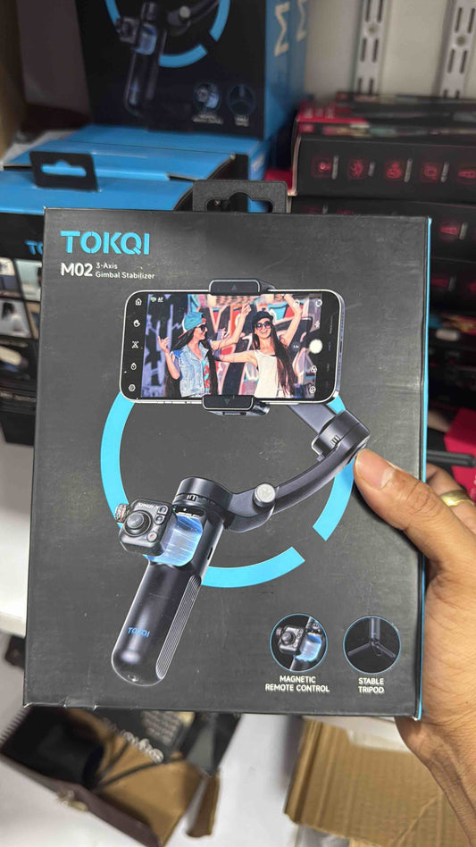 TOKQI M02 3-Axis Handheld Gimbal Stabilizer Cell Phone Selfie Tripod with Detachable Remote for iPhone Android Smartphone,