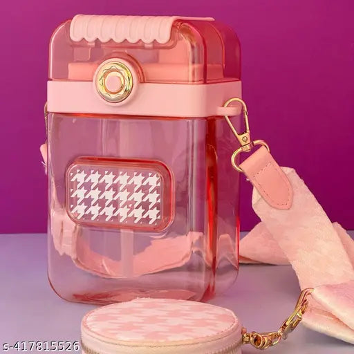 Transparent 2IN1 Water Bottle with Strap & Stylish & Practical 850ML | Two Drinking Options | BPA-Free | Strap |