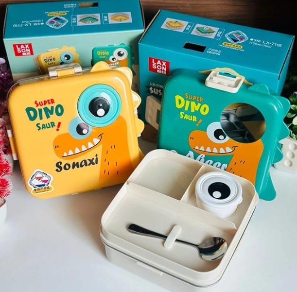Dino Eye Design Steel Lunch Box 1120ml 5 Compartment lunch box non-leakable