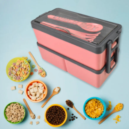 Plastic 3 Layer Leak Proof 3 Compartment Lunch Box for Office (1 Pc)