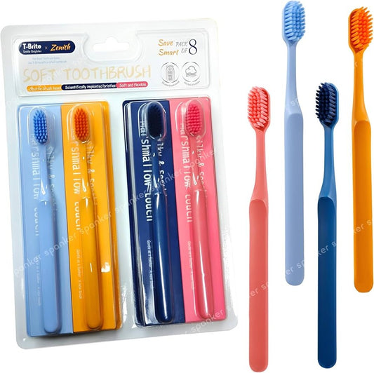 Spanker Pack of 8 Shuttle Head Non Frizzing Toothbrush