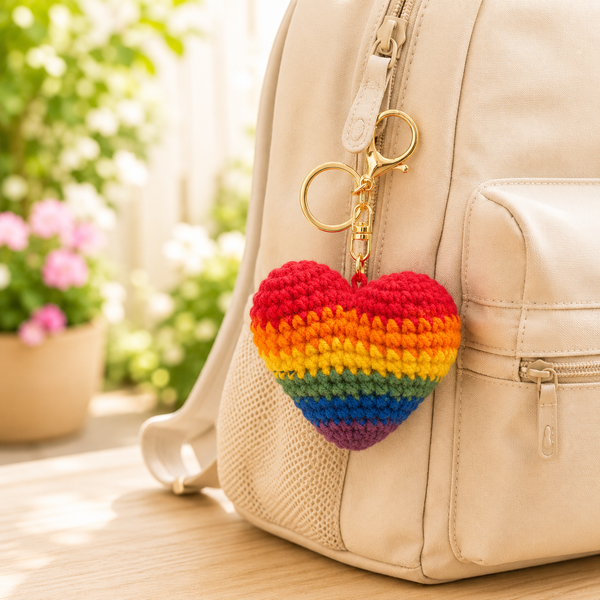 Rainbow Heart Soft Toy Keychain