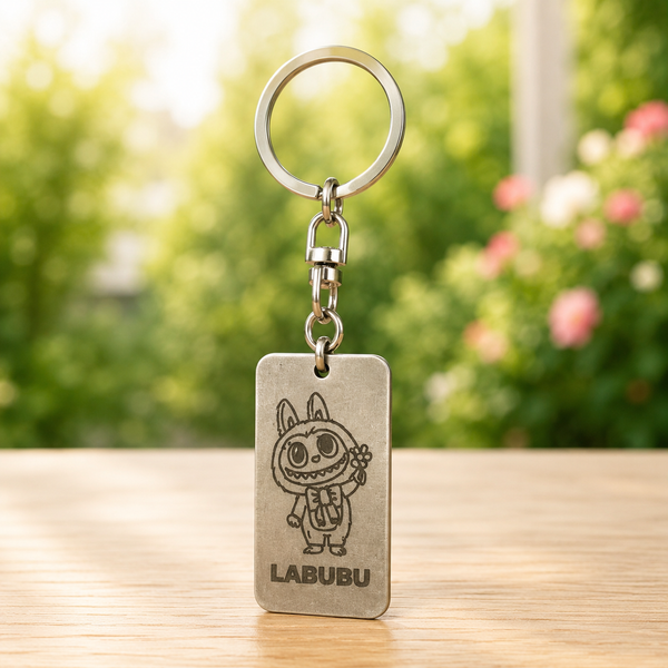 Labubu Face Steel Keychain