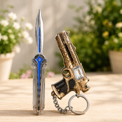 Mini Gun With Katana Keychain