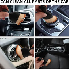 Mini Car Cleaning Brush with Handle and Dust Cover Car AC Vent Cleaner Dashboard Cleaner Accessories for Detailing Brush Multipurpose Gadget Cleaner Car Duster Brush (Pack of 2)