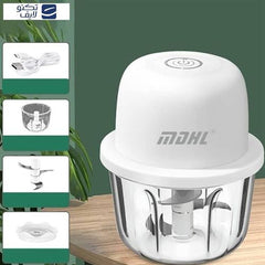MDHL 350ML Rechargeable Mini Electric Chopper with 6 Stainless Steel Blades, Chopper Electric for Kitchen, Onion Chopper, Food Processor for Ginger, Garlic, Mint Leaves, Portable Design
