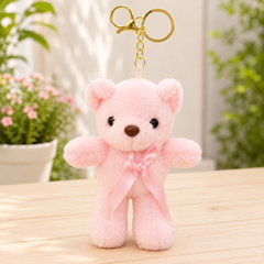 Pink Bear Soft Toy Keychain