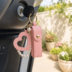 Lipstick Holder With Mirror Braclet Keychain