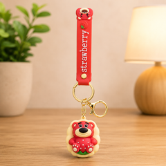 Strawberry Bear Silicone Keychains