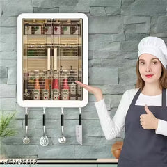Wall Mounted Kitchen Storage Cabinet | Transparent Double Door Masala Organizer Rack