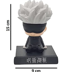 Super Hero Satoru Gojo Jujutsu Kaisen Action Figure Limited Edition Bobblehead with Mobile Holder for Car Dashboard, Office Desk & Study Table (Pack of 1)