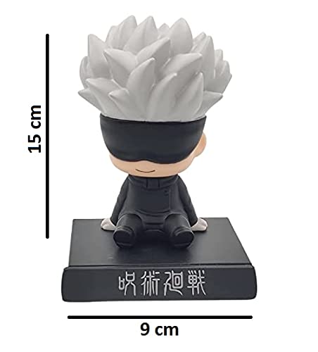 Super Hero Satoru Gojo Jujutsu Kaisen Action Figure Limited Edition Bobblehead with Mobile Holder for Car Dashboard, Office Desk & Study Table (Pack of 1)