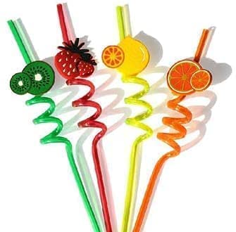 Straws Smoothie Drinking Plastic Straws Kids/Birthday Party Decorations for Kids Girls (Set of 4)