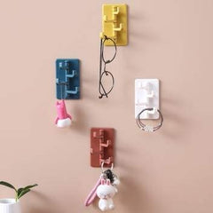 Self Adhesive Wall Hooks Waterproof Adhesive Sticky Layered Hooks | Hanging Capacity 2 Kg Max | Multipurpose Home Storage (Set of 2)
