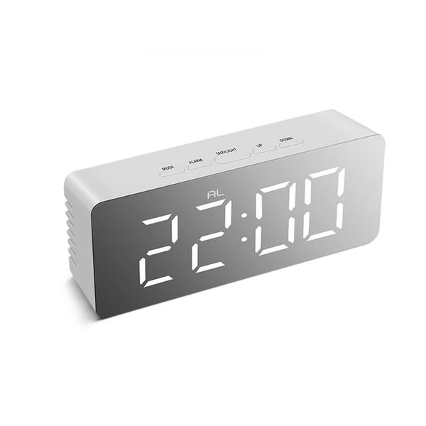 Digital Alarm Clock Table Clock for Students, Heavy Sleepers, Bedroom, Office, Corporate | Mini Alarm Clock with Loud Sound, Automatic Sensor, Date & Temperature (Black)
