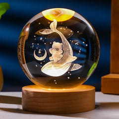 3D Cristal Lamp With Creative Night Light Glowing with Base for Christmas Living Room Bedroom Dolphin