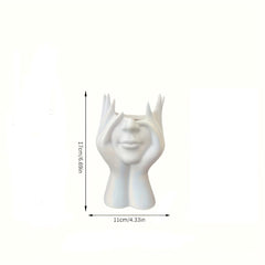 Face Hands Decorative Holder for Makeup Brushes and Flowers, Sculpted Figure Design, Approx. 17 cm Height