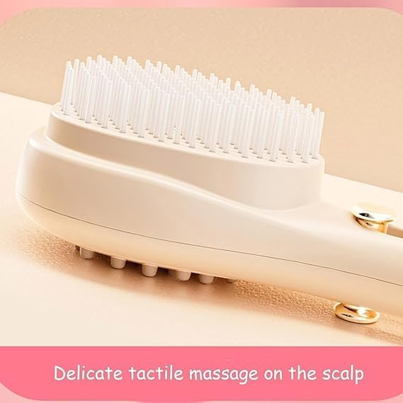 Lady Hair Brush with Self-Cleaning Bristles - Ergonomic Handle, Anti-Static, Telescopic Design for All Hair Types and Wigs, One-Click...