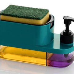 3 in 1 Soap Pump Dispenser Dish Soap Liquid Dispenser Sponge Holder Dish Soap Pump Dispenser for Kitchen Sink Countertop Kitchen Bathroom