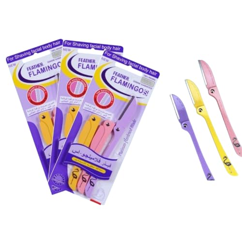 Feather Flamingo Face Razors for Women Eyebrow, Facial & Body Hair Removal Razors with Safety Guard | Gentle Shaving Tool for Sensitive Skin