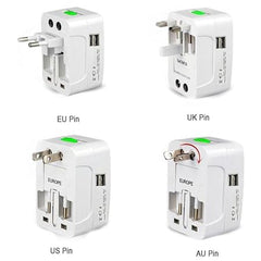 All-in-One Universal Worldwide Travelling AC Adaptor Plug (AU/UK/US/EU) International Power Charger Electric USB Power Plug Socket Adapter Converter