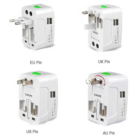 All-in-One Universal Worldwide Travelling AC Adaptor Plug (AU/UK/US/EU) International Power Charger Electric USB Power Plug Socket Adapter Converter