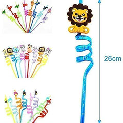 Straws Smoothie Drinking Plastic Straws Kids/Birthday Party Decorations for Kids Girls (Set of 4)