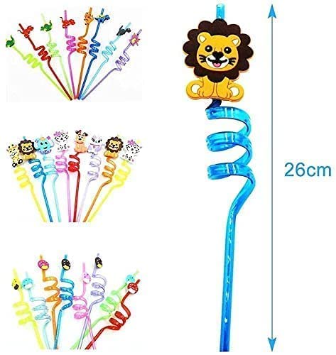 Straws Smoothie Drinking Plastic Straws Kids/Birthday Party Decorations for Kids Girls (Set of 4)
