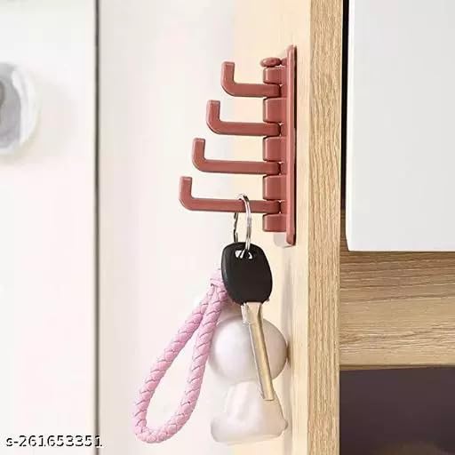 Self Adhesive Wall Hooks Waterproof Adhesive Sticky Layered Hooks | Hanging Capacity 2 Kg Max | Multipurpose Home Storage (Set of 2)
