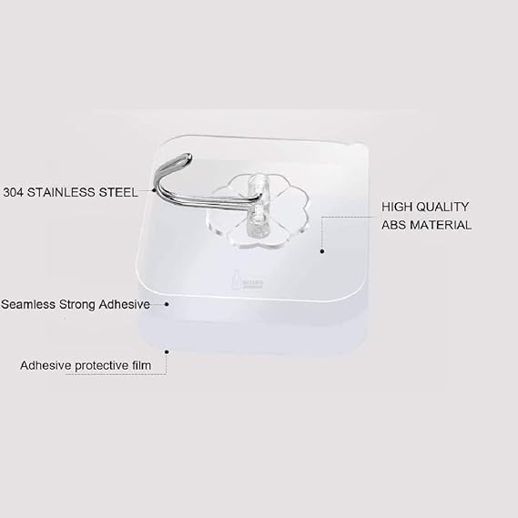 Transparent Wall Hooks, Pack of 3