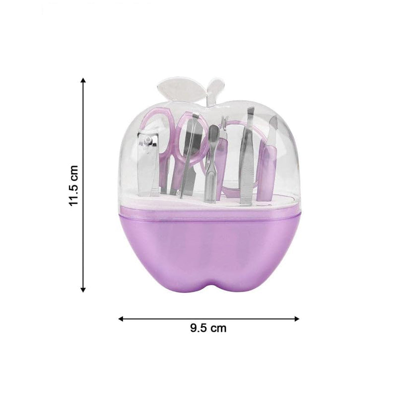 8 in 1 Apple Shape Manicure Set Compact Nail Care Kit with Clippers Scissors File Grooming Tools for Travel