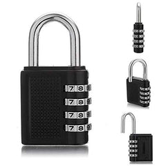4-Dial Combination Padlock | Resettable Password PinLock for Home, Office, Hotel, Locker, Gate & Safe Security | Multipurpose Durable Lock – Black CH-415
