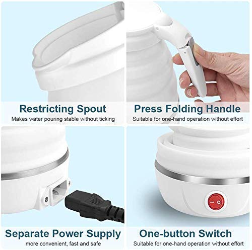 Portable Folding Silicone Water Kettle 1L Water Pot Outdoor Camping Travelling Hiking Kitchen Tools Tea Coffee Kettle Multi-Color (Set of 1) (MultiColor)