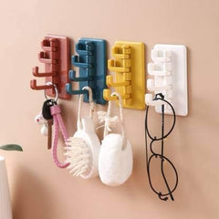 Self Adhesive Wall Hooks Waterproof Adhesive Sticky Layered Hooks | Hanging Capacity 2 Kg Max | Multipurpose Home Storage (Set of 2)