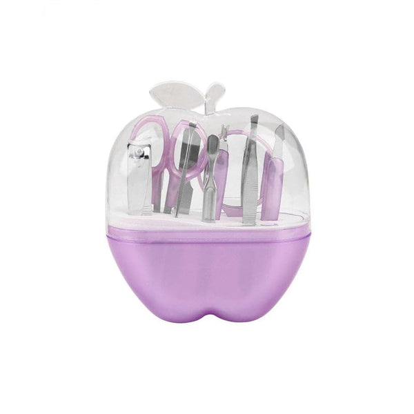 8 in 1 Apple Shape Manicure Set Compact Nail Care Kit with Clippers Scissors File Grooming Tools for Travel