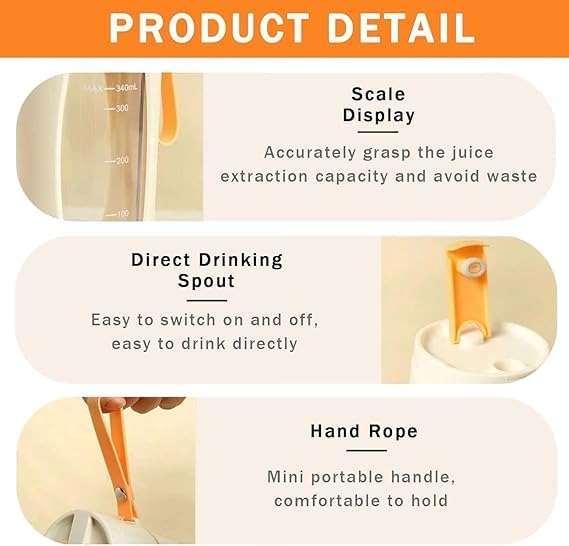 8-Leaf Blade Portable Travel Juicer Compact, Lightweight, and Easy to Clean Design for On-The-Go Juice Extraction USB Rechargeable Crushing Ice, Fruits and Vegetables, Multi-Purpose