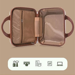 Mini Hard Shell Travel Luggage Makeup Vanity Case with Lock Password Zipper Bag for Women Portable Water Proof Carrying Suitcase Organizer (Rose Pink)
