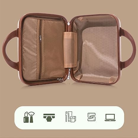 Mini Hard Shell Travel Luggage Makeup Vanity Case with Lock Password Zipper Bag for Women Portable Water Proof Carrying Suitcase Organizer (Rose Pink)